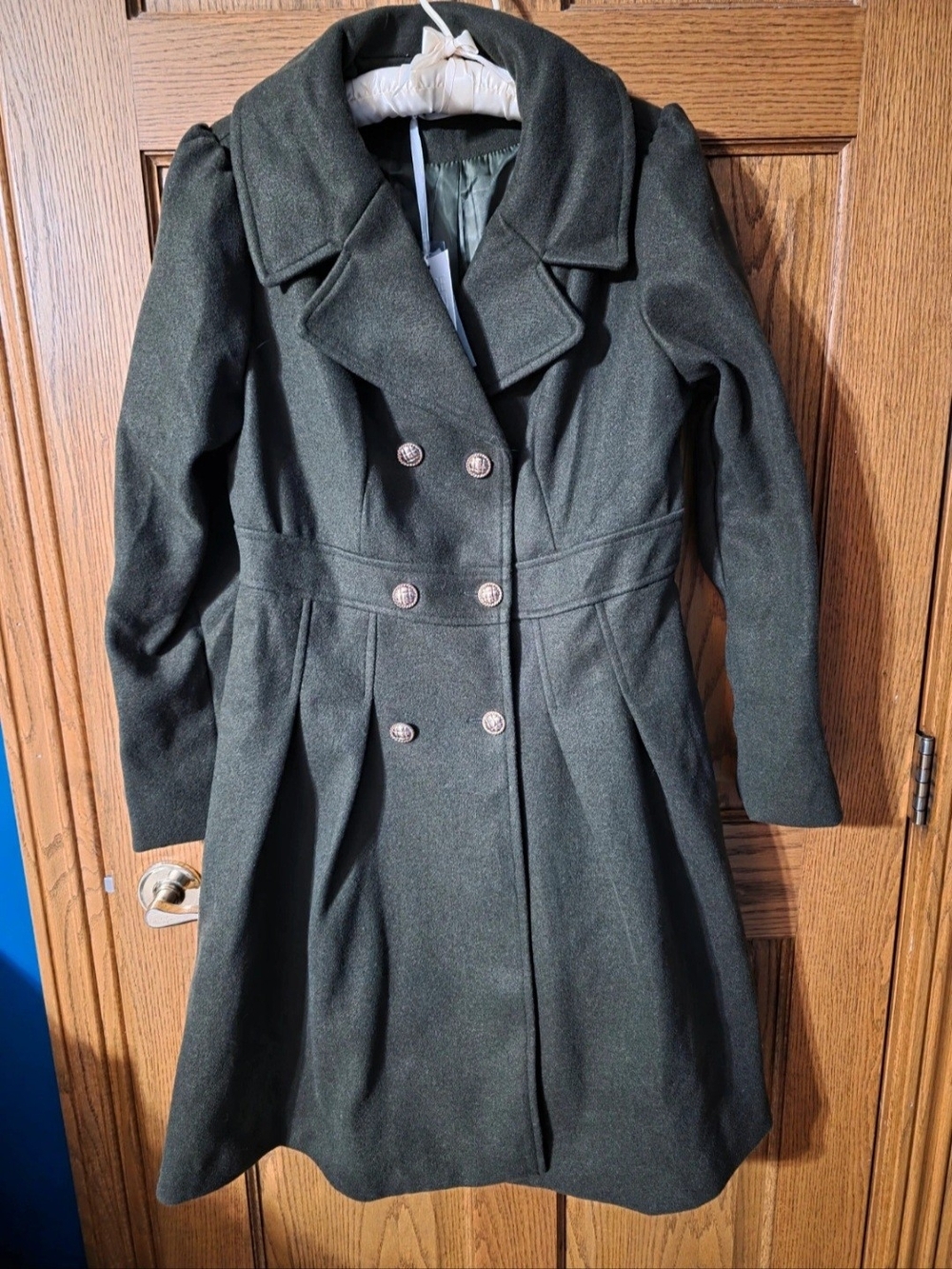 Grace Karin Double-Breasted Dark Green Pea Coat